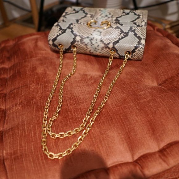 tory burch gemini link snakeskin medium shoulder - Picture 5 of 7